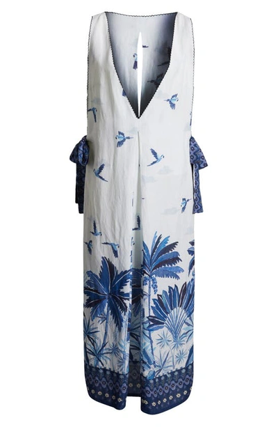 Shop Farm Rio Dream Sky Palm Print Cover-up Maxi Dress In White