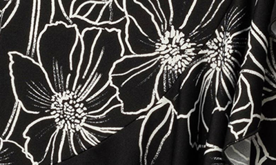 Kiyonna Flirty Flounce Wrap Dress In Black Florals