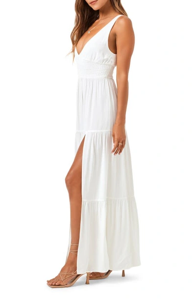 Shop L*space Lilikoi Smocked Waist Tiered Cover-up Maxi Dress In Cream