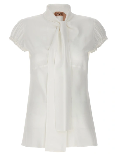 Shop N°21 Lavaliere Silk Blouse Shirt, Blouse White