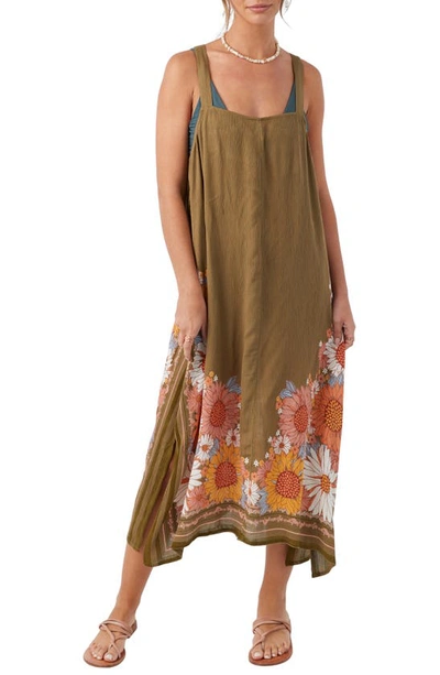 Shop O'neill Miranda Gauze Cover-up Dress In Olive - Match Swatch