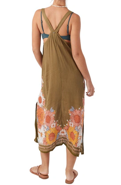 Shop O'neill Miranda Gauze Cover-up Dress In Olive - Match Swatch