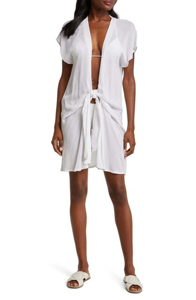 Shop Elan Tie Front Cover-up Wrap Dress In White