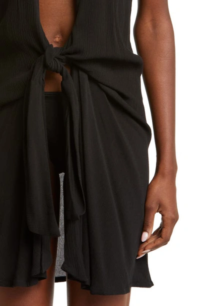 Elan Tie Front Cover-up Wrap Dress In Black