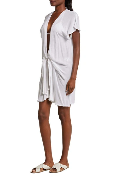 Elan Tie Front Cover-up Wrap Dress In White