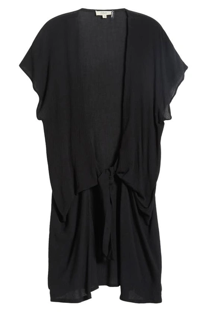 Shop Elan Tie Front Cover-up Wrap Dress In Black