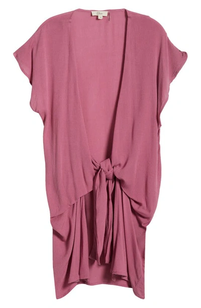 Shop Elan Tie Front Cover-up Wrap Dress In Violet