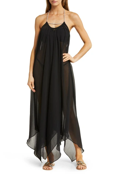 Shop Ramy Brook Joyce Halter Cover-up Dress In Black