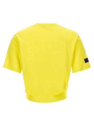 Shop Versace Logo Crop T-shirt Yellow