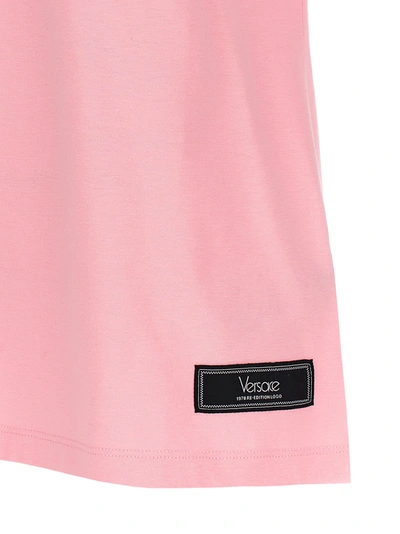 Shop Versace Logo Embroidery T-shirt Pink