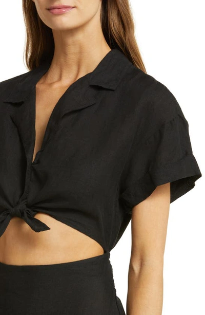 Shop Vitamin A ® Playa Cutout Linen Cover-up Dress In Black Eco Linen