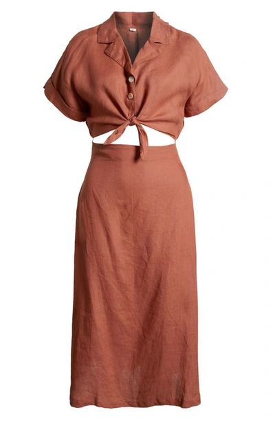 Shop Vitamin A Playa Cutout Linen Cover-up Dress In Desert Eco Linen