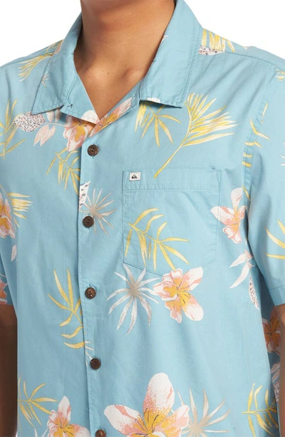 Shop Quiksilver Tropical Floral Camp Shirt In Reef Waters