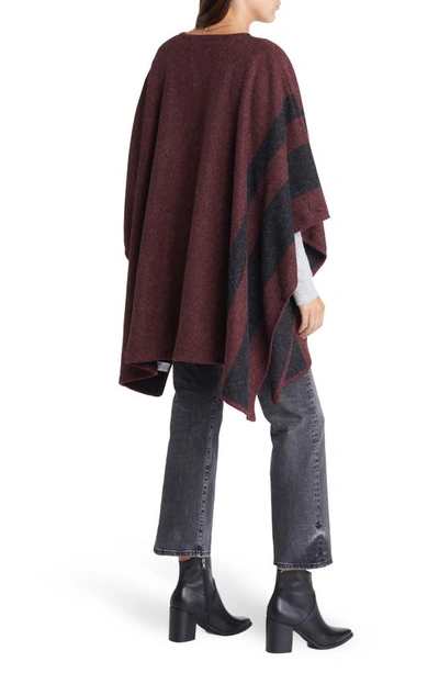Treasure & Bond Blanket Stripe Cape In Burgundy Combo