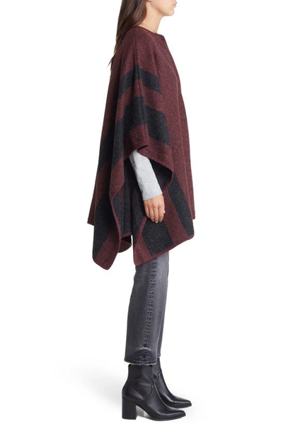 Treasure & Bond Blanket Stripe Cape In Burgundy Combo