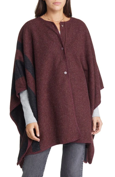 Treasure & Bond Blanket Stripe Cape In Burgundy Combo