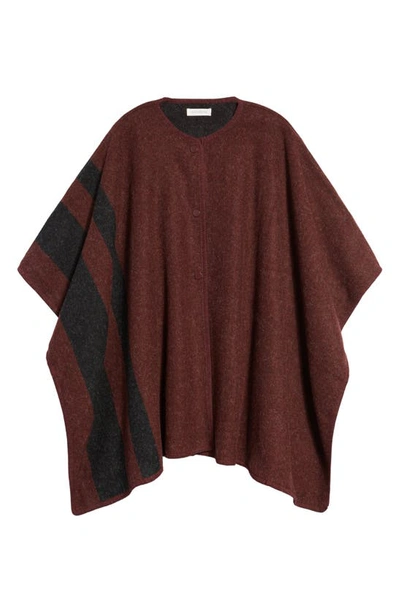 Treasure & Bond Blanket Stripe Cape In Burgundy Combo