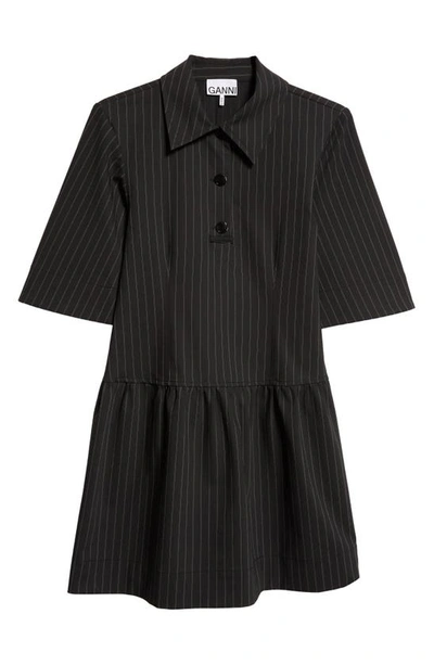 Shop Ganni Pinstripe Minidress In Black
