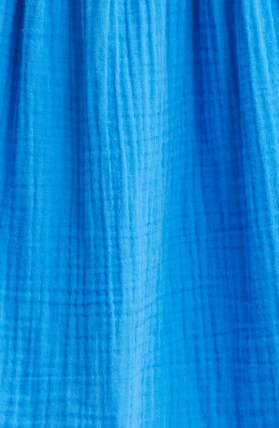 Shop Xirena Lennox Button-up Cotton Gauze Midi Dress In Cobalt
