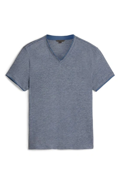 Shop John Varvatos Wooster Regular Fit V-neck Linen T-shirt In Dutch Blue