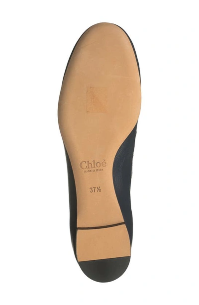 Chloé Lauren Scalloped Leather Ballerina Flat In Abyss Blue