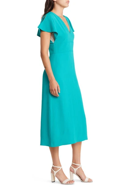 Hugo Boss Dawinga Flutter Sleeve A-line Dress In Bright Emerald