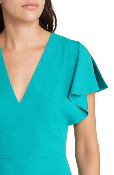 Hugo Boss Dawinga Flutter Sleeve A-line Dress In Bright Emerald
