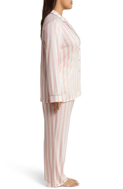 Shop Nordstrom Moonlight Eco Knit Pajamas In Pink Veil Rose Tasha Stripe