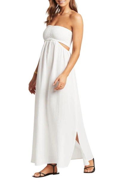 Sea Level Smocked Bodice Cotton Seersucker Cover-up Dress In White