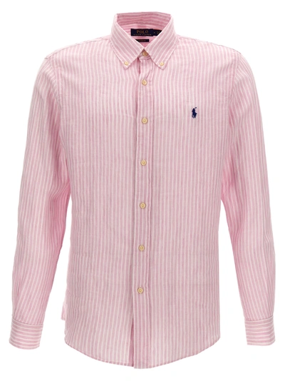 Shop Polo Ralph Lauren Striped Linen Shirt Shirt, Blouse Pink