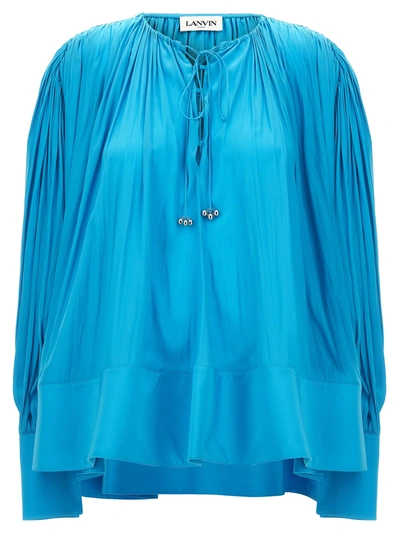 Shop Lanvin Wide Blouse Shirt, Blouse Light Blue