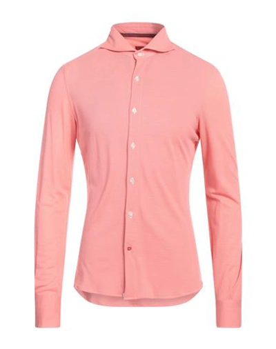 Shop Isaia Man Shirt Coral Size 15 ½ Cashmere, Silk In Red