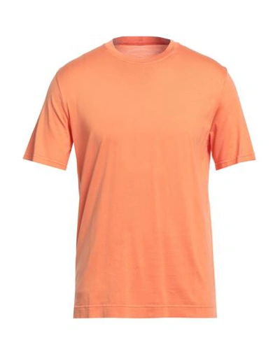 Shop Fedeli Man T-shirt Orange Size 50 Organic Cotton