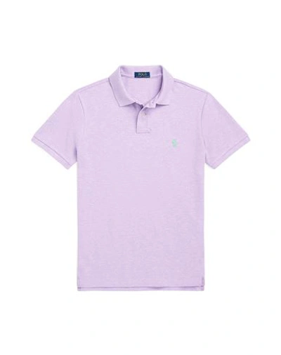 Shop Polo Ralph Lauren Man Polo Shirt Lilac Size L Cotton In Purple