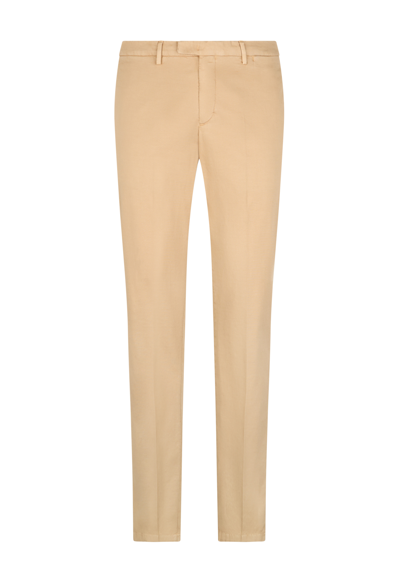 Boglioli Comfort Microstructure Slim Chinos Trousers In Beige