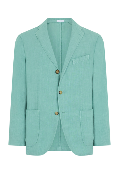 Shop Boglioli Garment-dyed Linen K-jacket In Turquoise