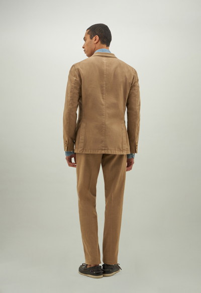 Shop Boglioli Double-breasted Cotton Linen Twill K-suit In Beige
