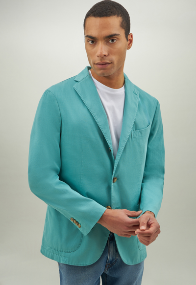 Shop Boglioli Comfort Cotton Piqué K-jacket In Turquoise