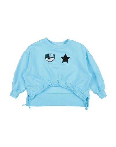 Shop Chiara Ferragni Toddler Girl Sweatshirt Sky Blue Size 6 Cotton, Elastane