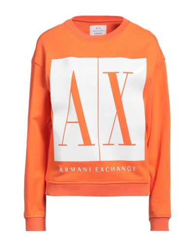 Shop Armani Exchange Woman Sweatshirt Orange Size M Cotton