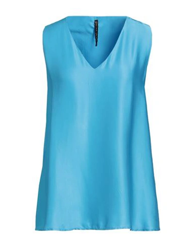 Shop Manila Grace Woman Top Azure Size 6 Viscose In Blue