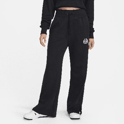 Shop Nike Women's  Sportswear High-waisted Wide-leg Fleece Pants In Black