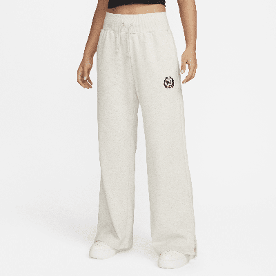Shop Nike Women's  Sportswear High-waisted Wide-leg Fleece Pants In Brown
