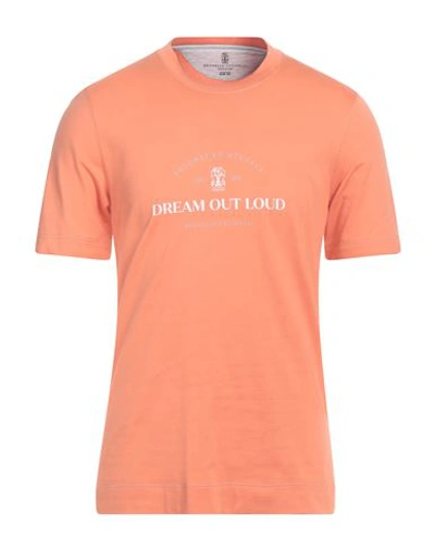 Shop Brunello Cucinelli Man T-shirt Orange Size 3xl Cotton