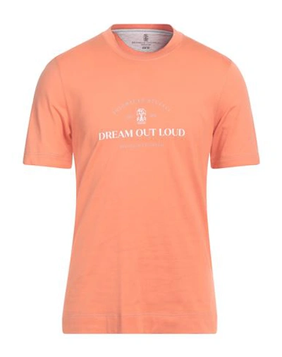 Brunello Cucinelli Man T-shirt Orange Size 3xl Cotton In Orange