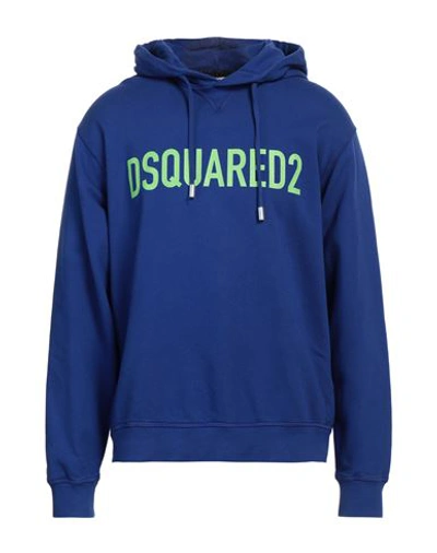 Shop Dsquared2 Man Sweatshirt Bright Blue Size L Cotton, Elastane
