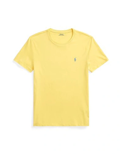 Shop Polo Ralph Lauren Custom Slim Fit Jersey Crewneck T-shirt Man T-shirt Light Yellow Size L Cotton