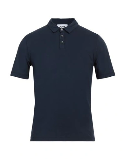 Shop Alpha Studio Man Polo Shirt Midnight Blue Size 42 Cotton, Elastane