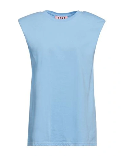 Shop Gina Gorgeous Woman T-shirt Light Blue Size Xs Cotton