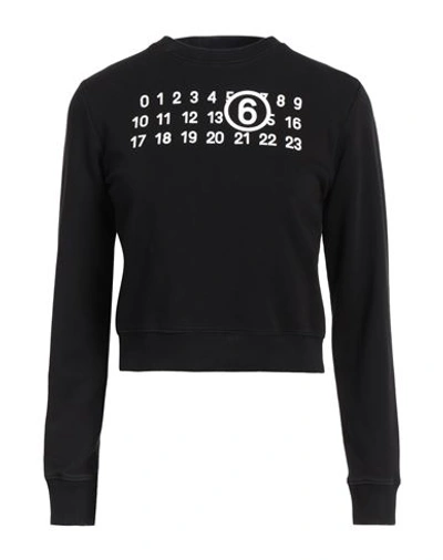 Shop Mm6 Maison Margiela Woman Sweatshirt Black Size Xxl Cotton, Polyester, Elastane